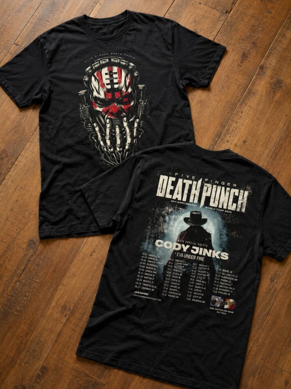 Five Finger Death Punch 20th Anniversary 2026 Tour T Shirt